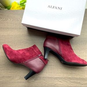 NIB Alfani Viollet Suede Ankle Boots Burgundy